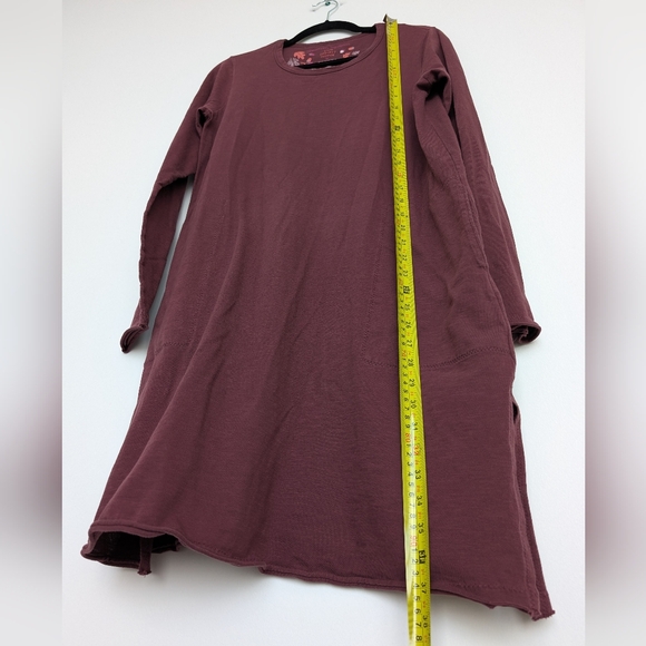 Gudrun Sjoden 100% Organic Cotton Maroon Long Sleeve Pocket Dress Lagenlook Sz M - Picture 11 of 16